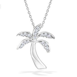 Na Hoku 14K White Gold And Diamond Petite Palm Tree Pendant Necklace